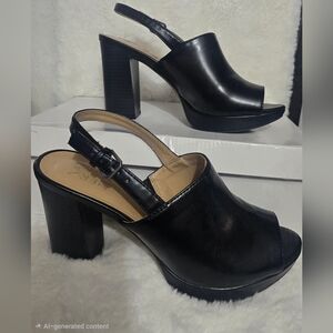 Naturalizer Kaisley  Slingback Platform Heels Size 7M Black 3 inches High